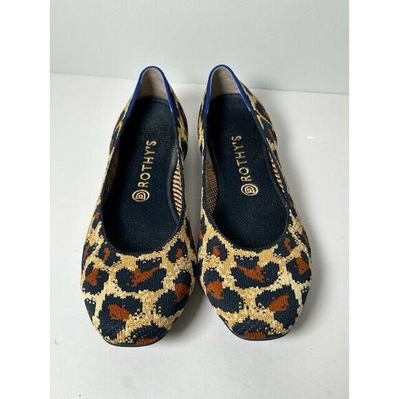 Rothy's The Square Big Cat Ballet Flats Slip On Animal Print Tan Womens Size 11 - Picture 6 of 10